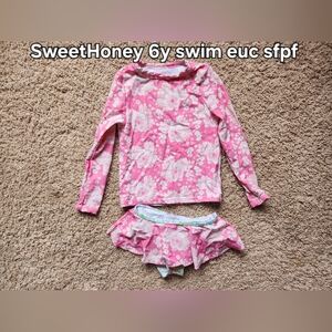 SweetHoney Pink Floral Rashguard Set